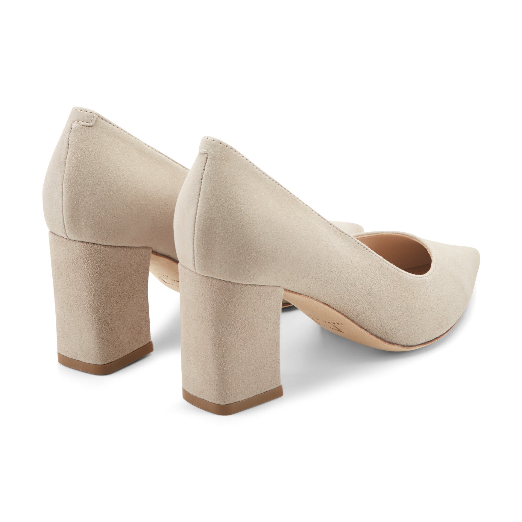 Marc Fisher Zala Block Heel Pointy Toe Pump - Natural Suede