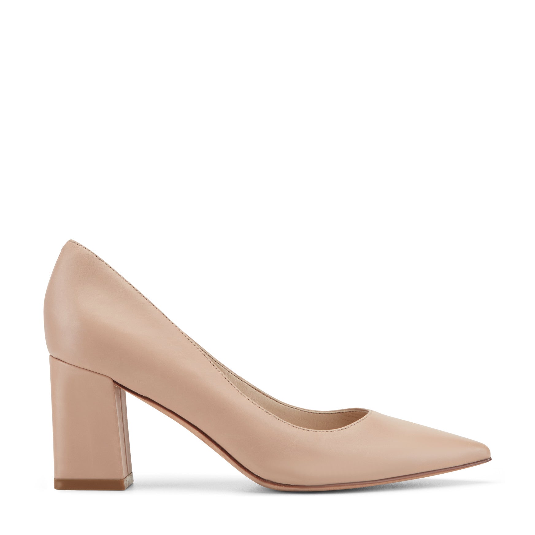 Marc Fisher Zala Block Heel Pointy Toe Pump - Light Natural Leather