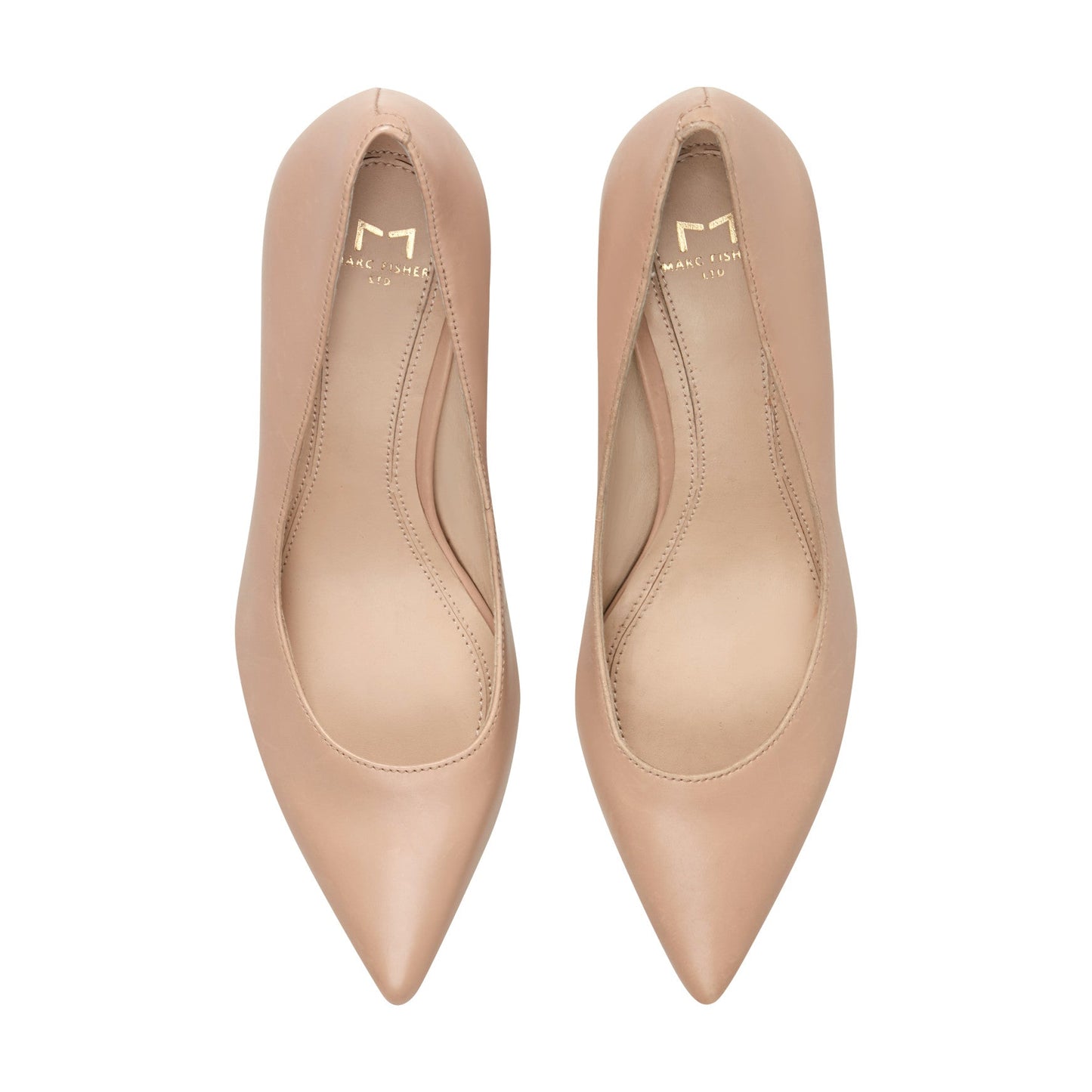 Marc Fisher Zala Block Heel Pointy Toe Pump - Light Natural Leather