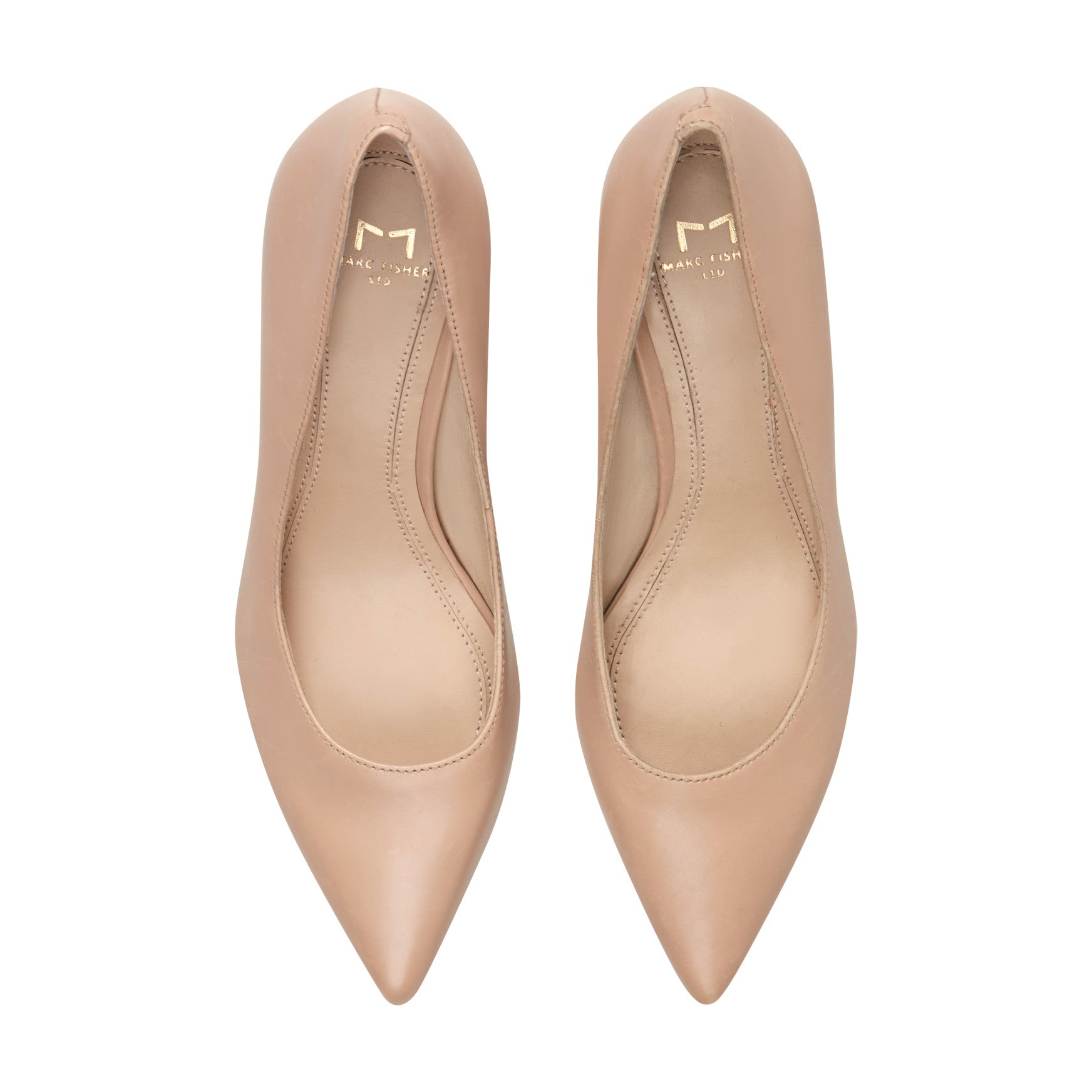 Marc Fisher Zala Block Heel Pointy Toe Pump - Light Natural Leather