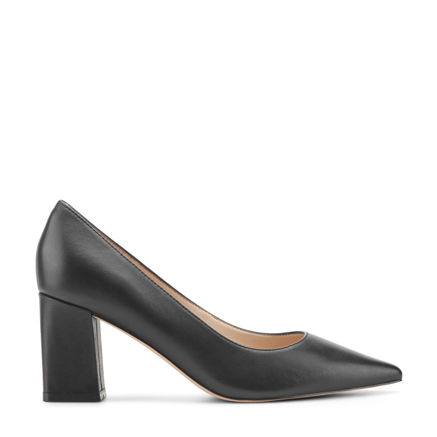 Marc Fisher Zala Block Heel Pointy Toe Pump - Black Leather