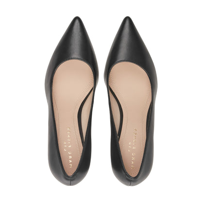 Marc Fisher Zala Block Heel Pointy Toe Pump - Black Leather