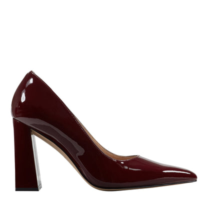 Marc Fisher Minny Leather Block Heel Pump - Merlot Patent Leather
