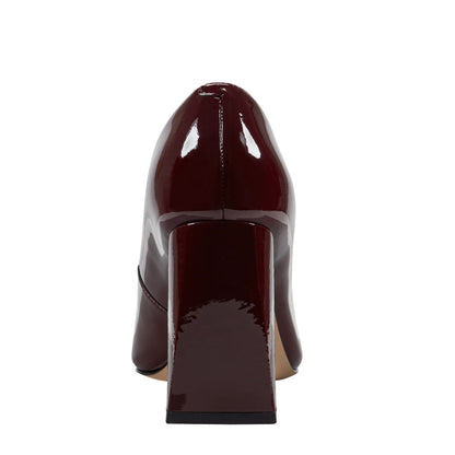 Marc Fisher Minny Leather Block Heel Pump - Merlot Patent Leather