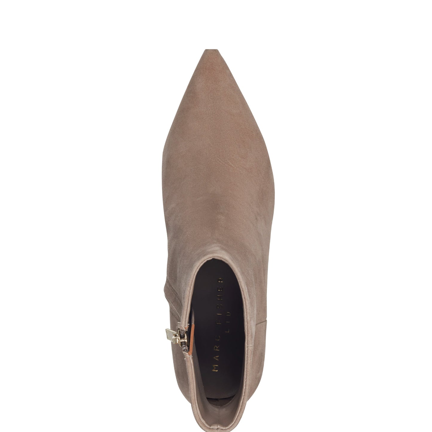 Marc Fisher Alfie Block Heel Leather Ankle Bootie - Taupe Suede