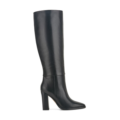 Marc Fisher Lannie Wide Calf Dress Leather Boot - Black Leather
