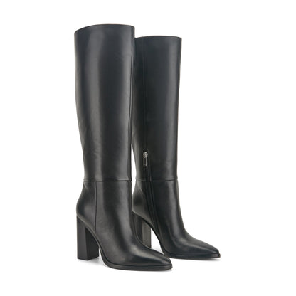 Marc Fisher Lannie Wide Calf Dress Leather Boot - Black Leather