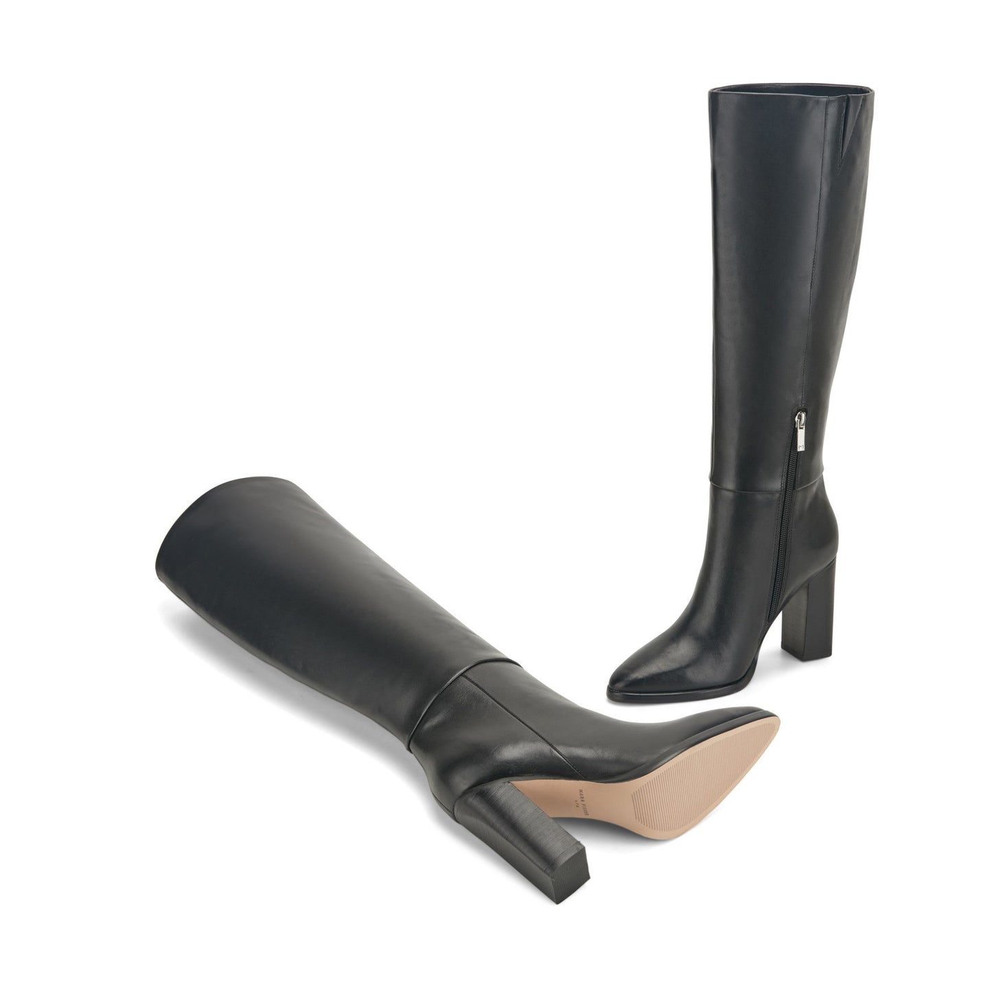 Marc Fisher Lannie Wide Calf Dress Leather Boot - Black Leather