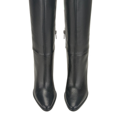 Marc Fisher Lannie Wide Calf Dress Leather Boot - Black Leather