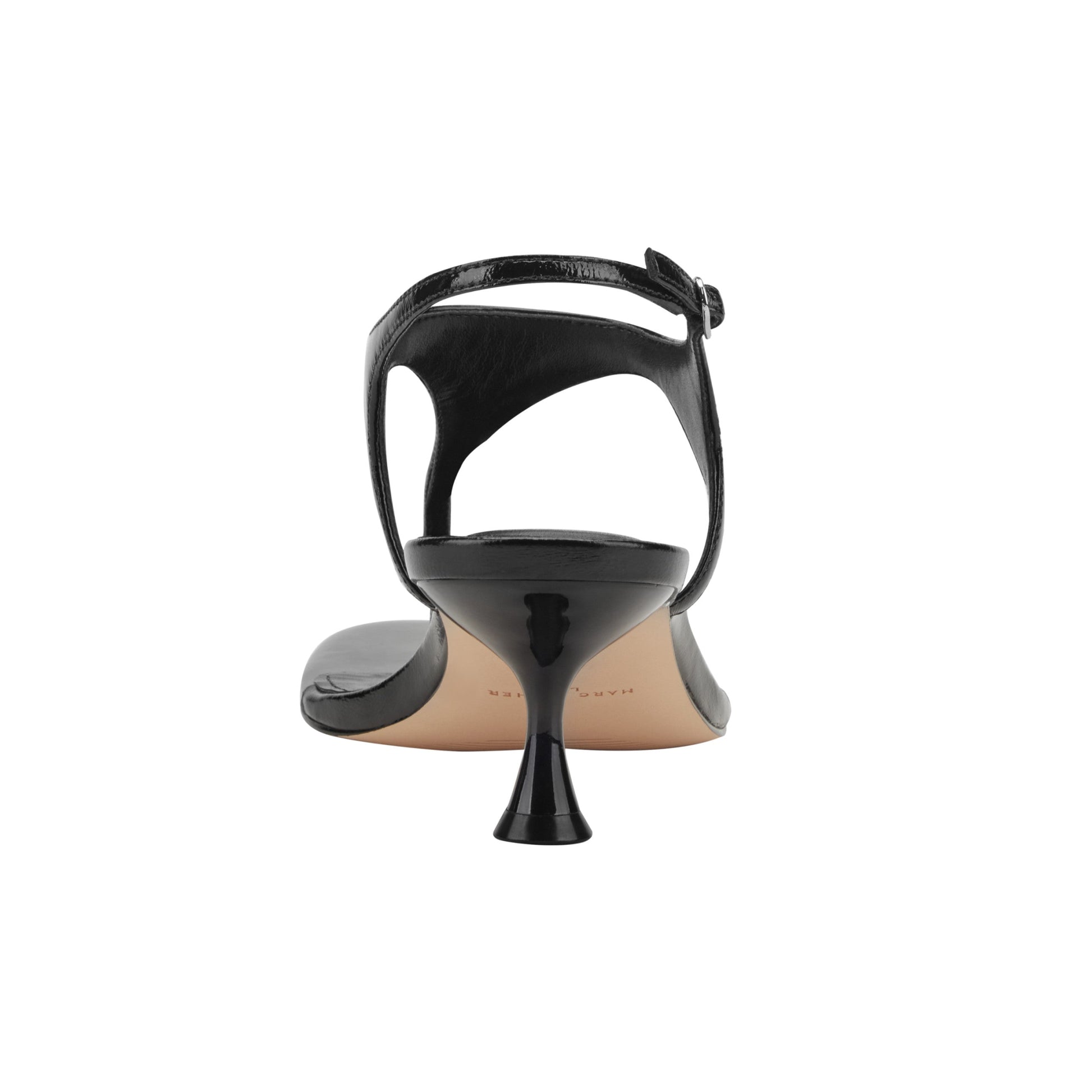 Marc Fisher Pelysa Leather Heeled Thong Sandal - Black Patent Leather