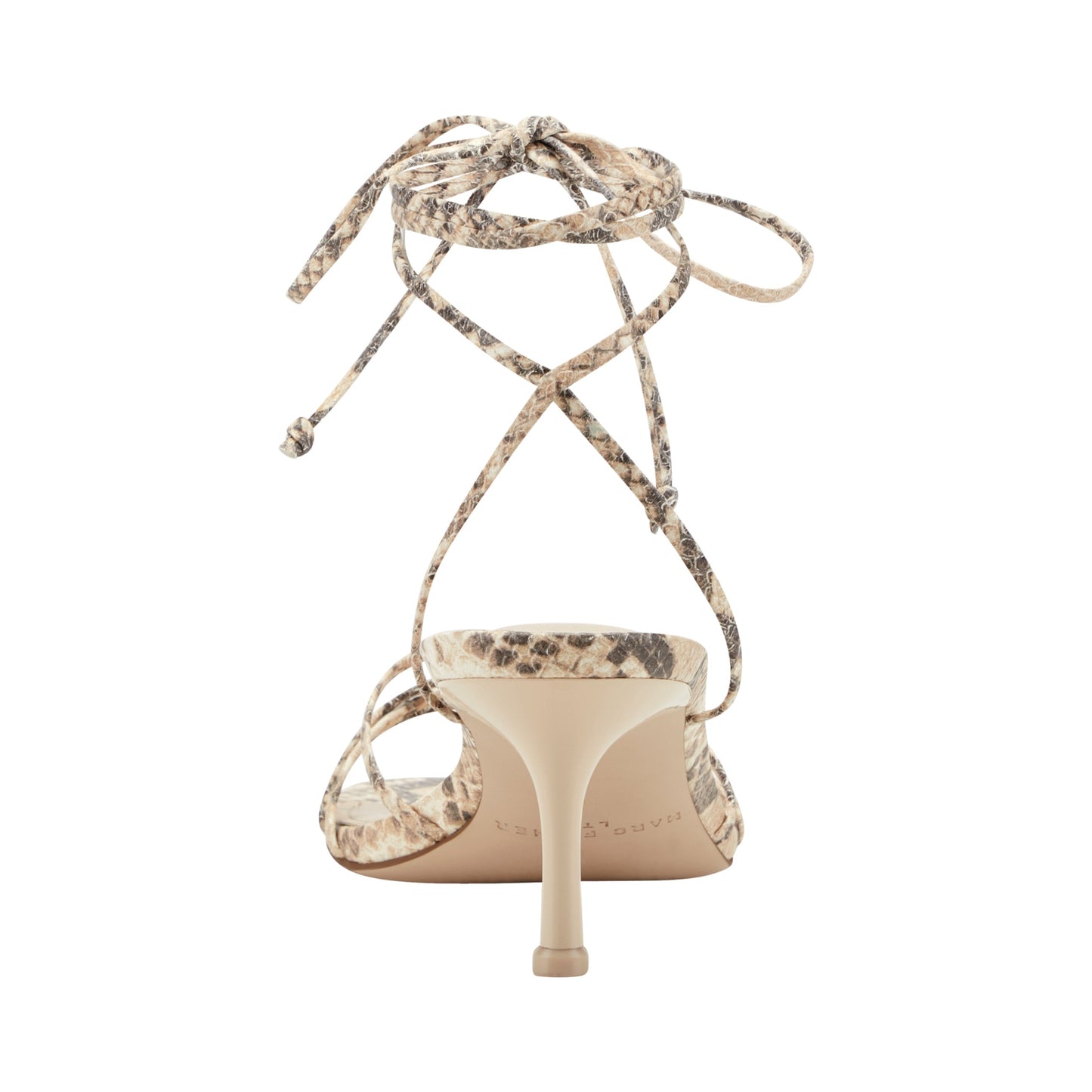 Marc Fisher Gineva Leather Ankle Wrap Sandal - Snake Printed Leather