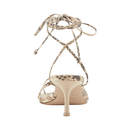 Marc Fisher Gineva Leather Ankle Wrap Sandal - Snake Printed Leather