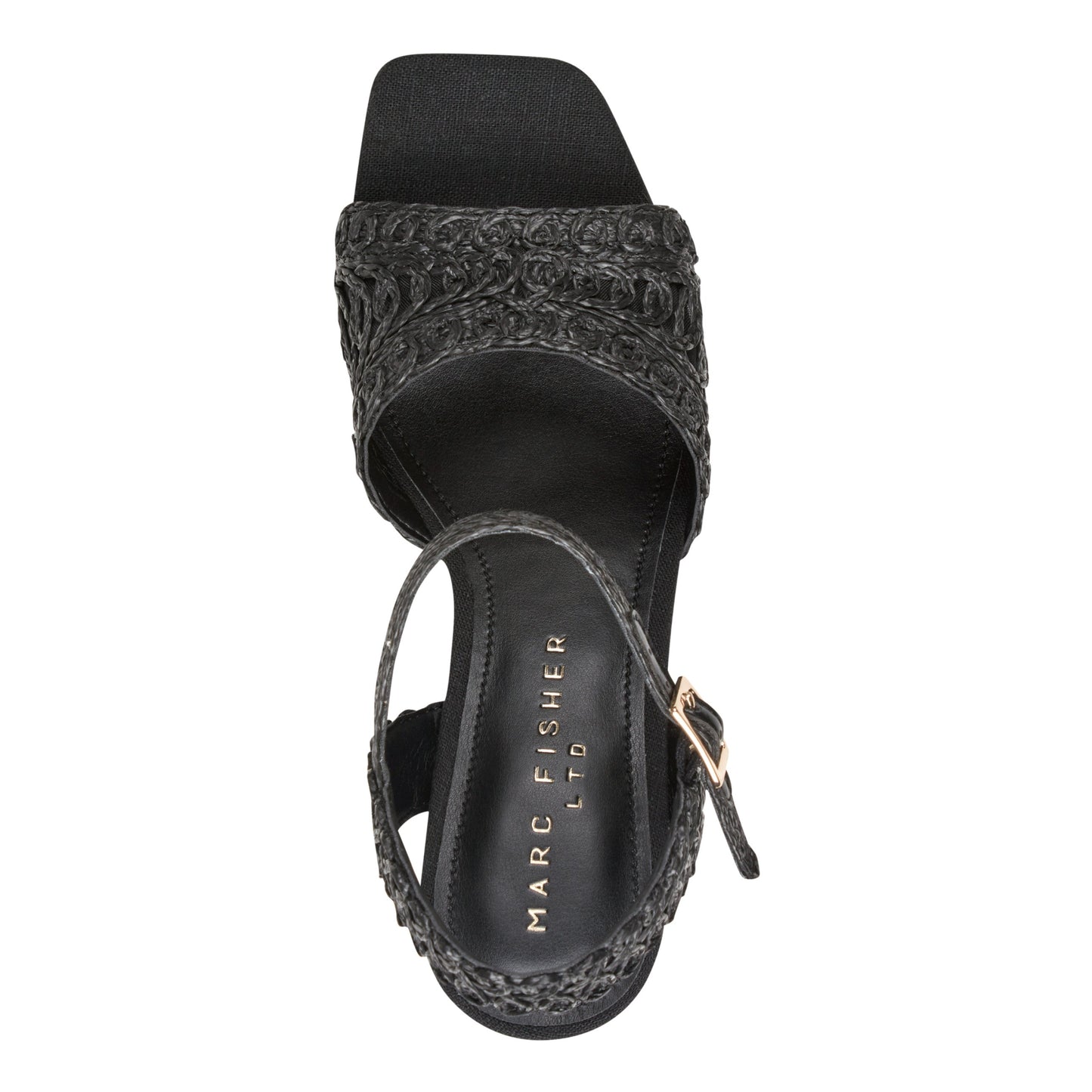 Marc Fisher Chayse Platform Sandal - Black Raffia