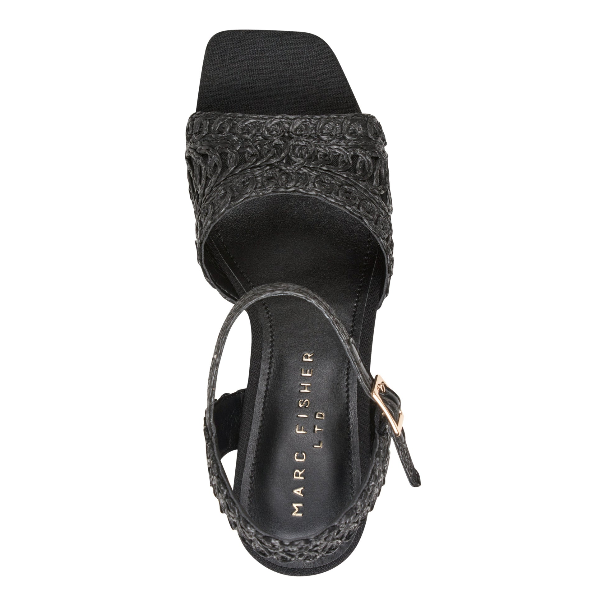 Marc Fisher Chayse Platform Sandal - Black Raffia