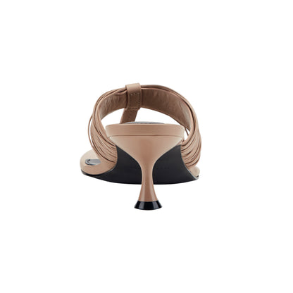 Marc Fisher Pamilla Leather Heeled Thong Sandal - Light Brown Leather