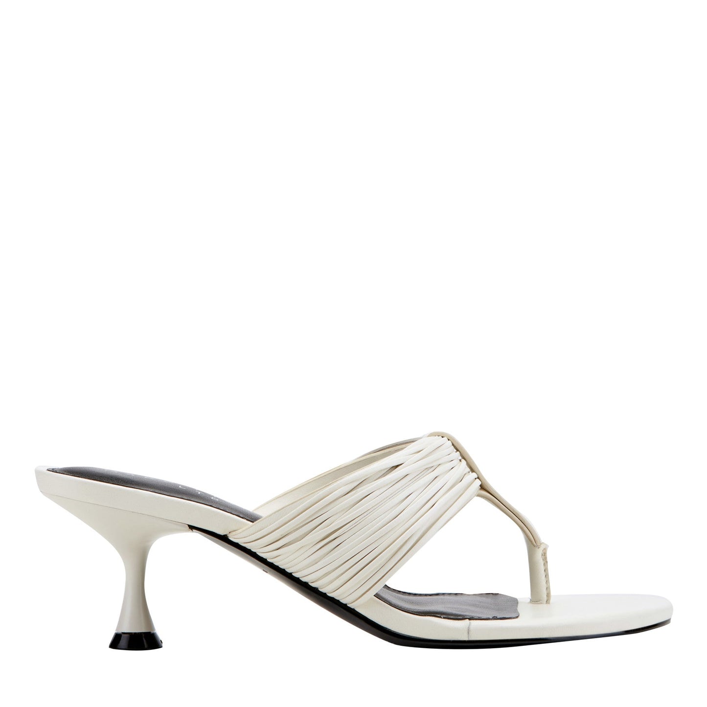 Marc Fisher Pamilla Leather Heeled Thong Sandal - Cream Leather