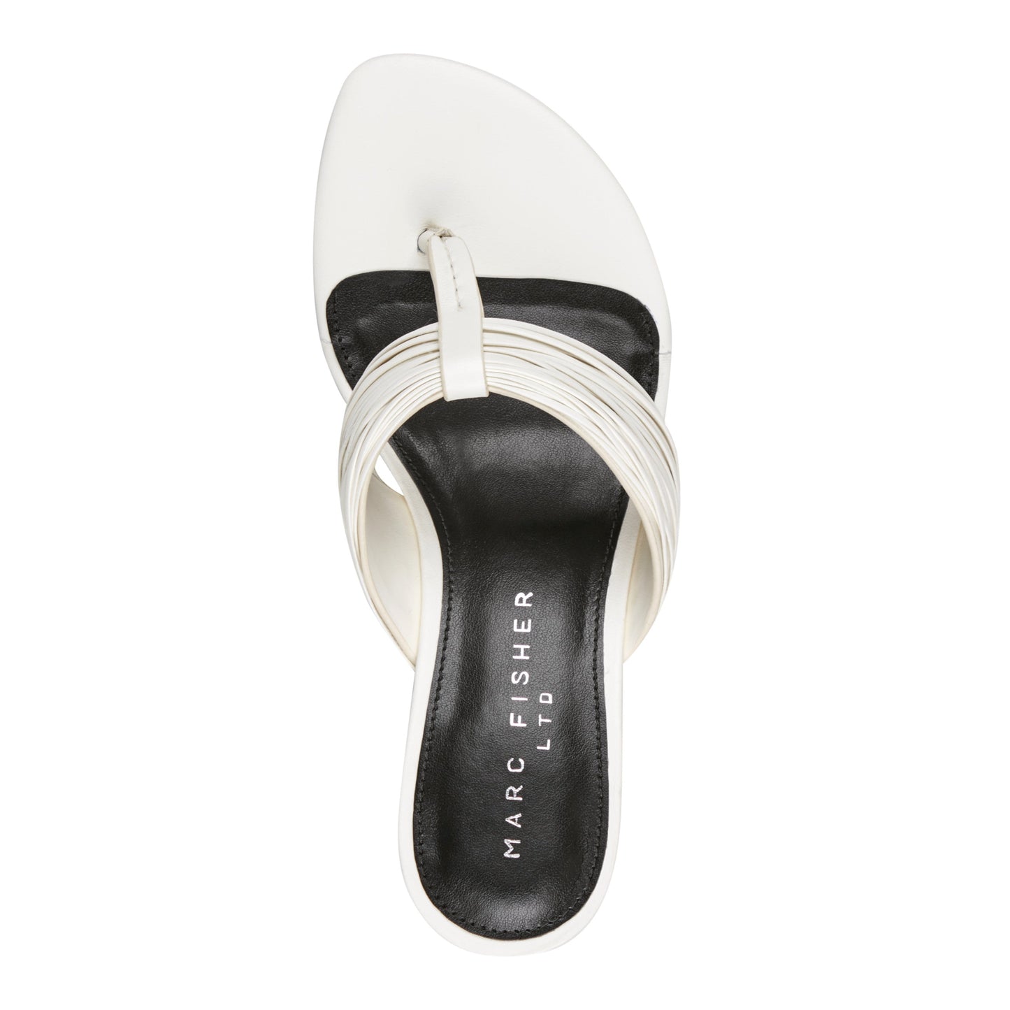 Marc Fisher Pamilla Leather Heeled Thong Sandal - Cream Leather