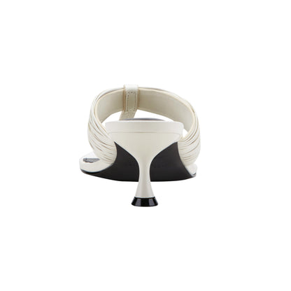 Marc Fisher Pamilla Leather Heeled Thong Sandal - Cream Leather