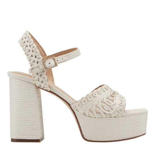 Marc Fisher Chayse Platform Sandal - White Raffia