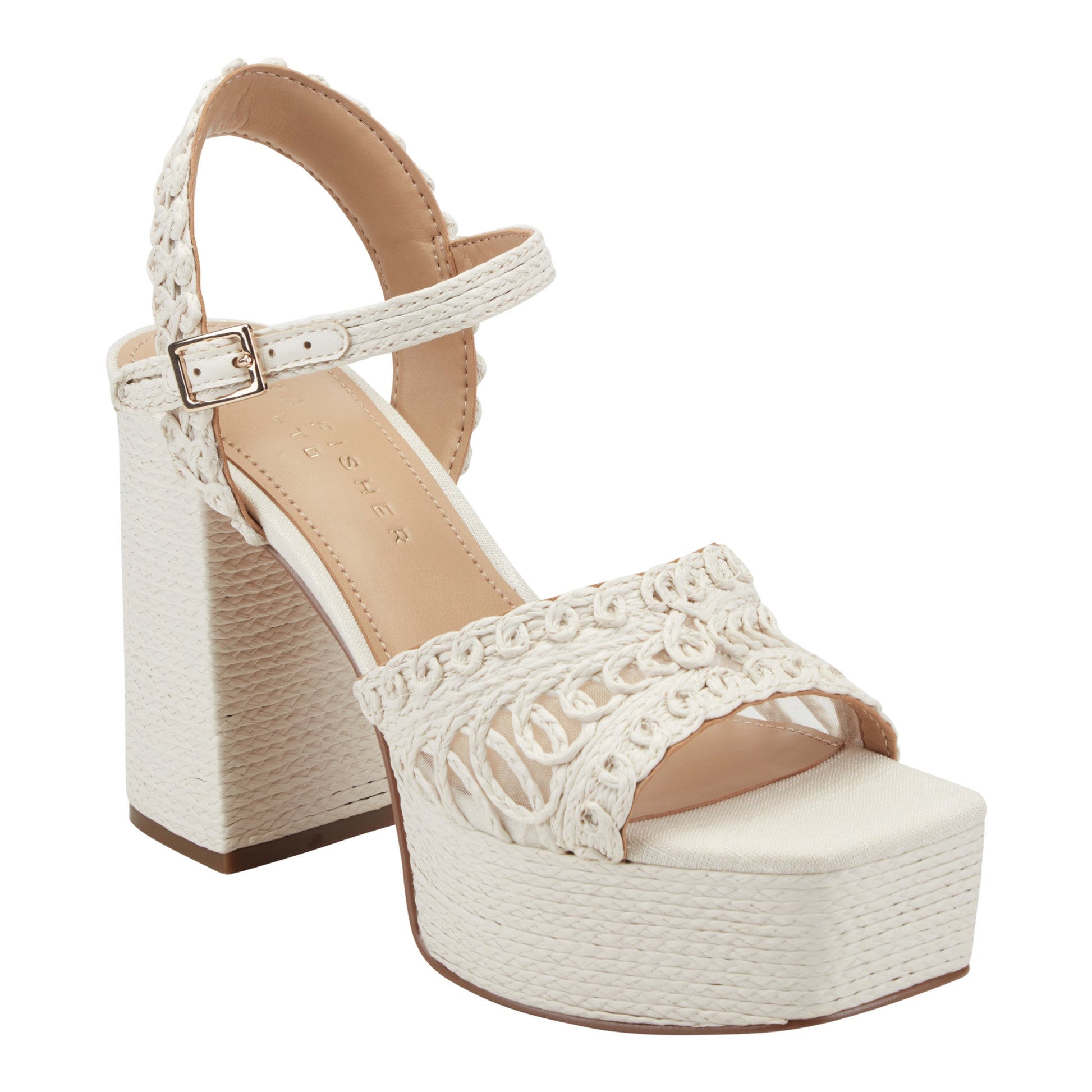 Marc Fisher Chayse Platform Sandal - White Raffia