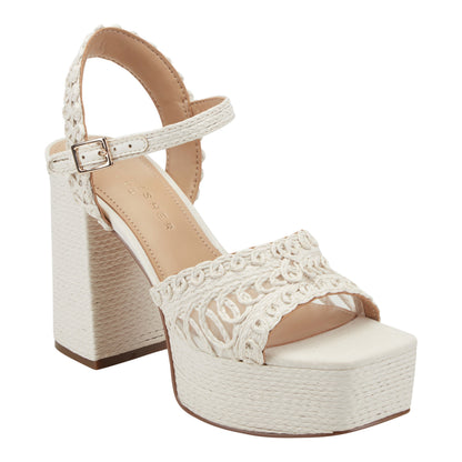 Marc Fisher Chayse Platform Sandal - White Raffia
