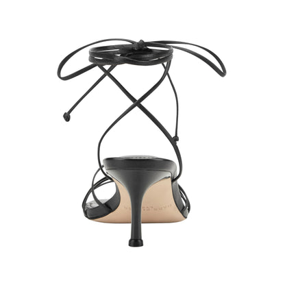 Marc Fisher Gineva Leather Ankle Wrap Sandal - Black Leather