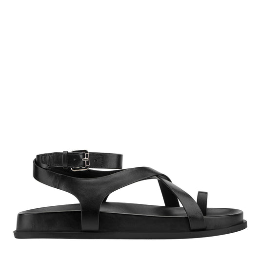 Marc Fisher Bevy Footbed Leather Sandal - Black