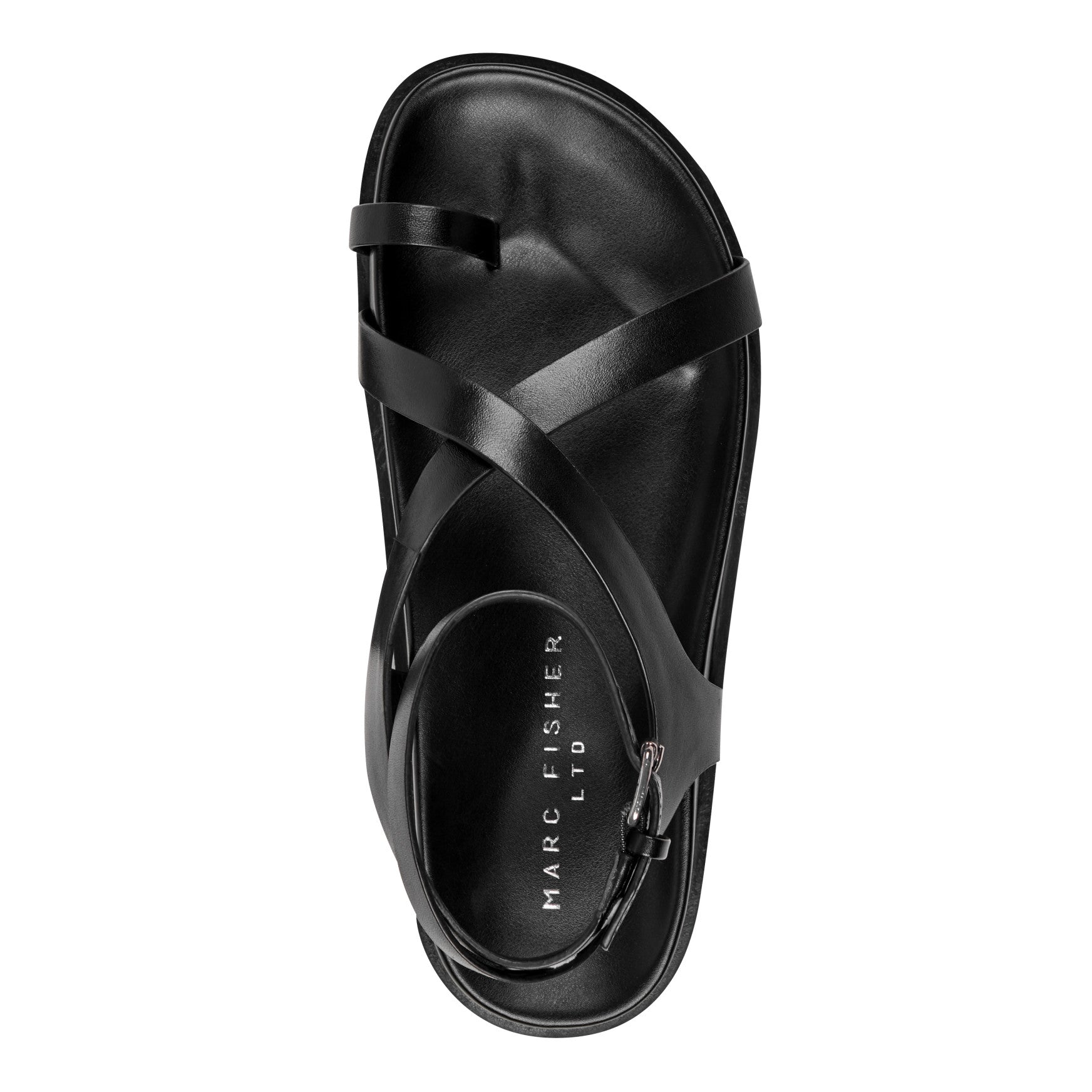 Marc Fisher Bevy Footbed Leather Sandal - Black