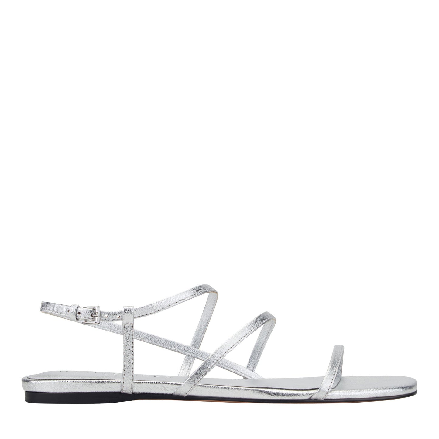 Marc Fisher Elysha Leather Flat Sandal - Silver Leather