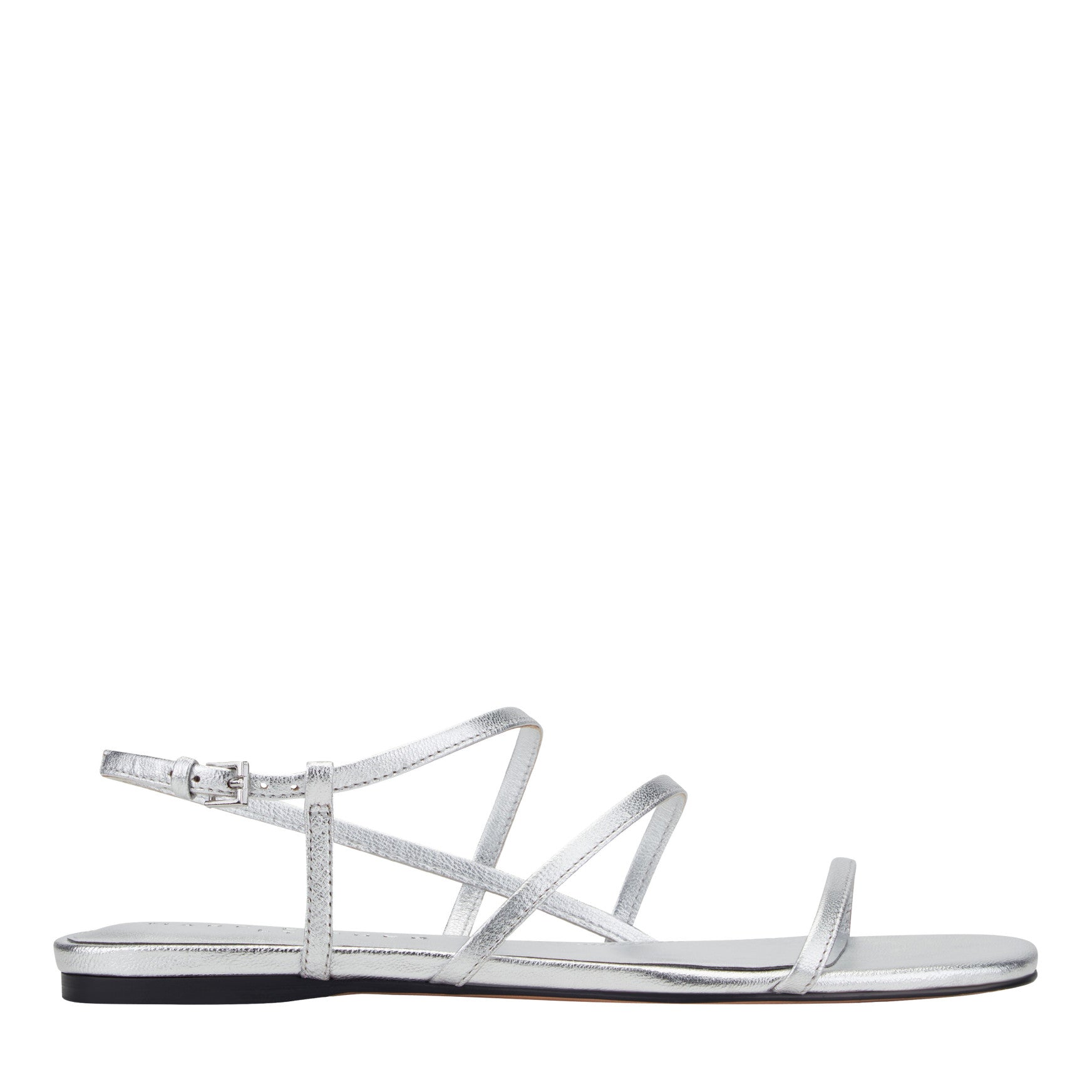 Marc Fisher Elysha Leather Flat Sandal - Silver Leather