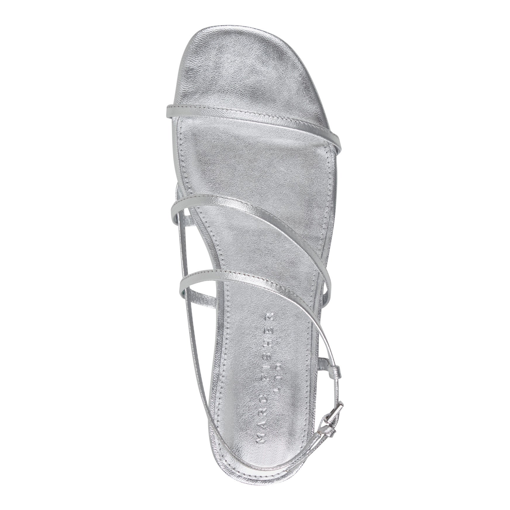 Marc Fisher Elysha Leather Flat Sandal - Silver Leather