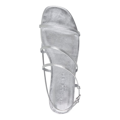 Marc Fisher Elysha Leather Flat Sandal - Silver Leather