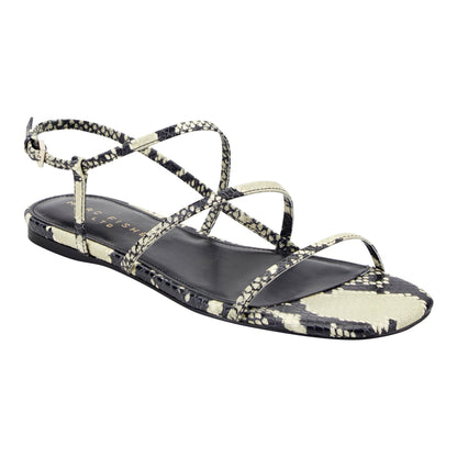 Marc Fisher Elysha Leather Flat Sandal - Snake Printed Leather