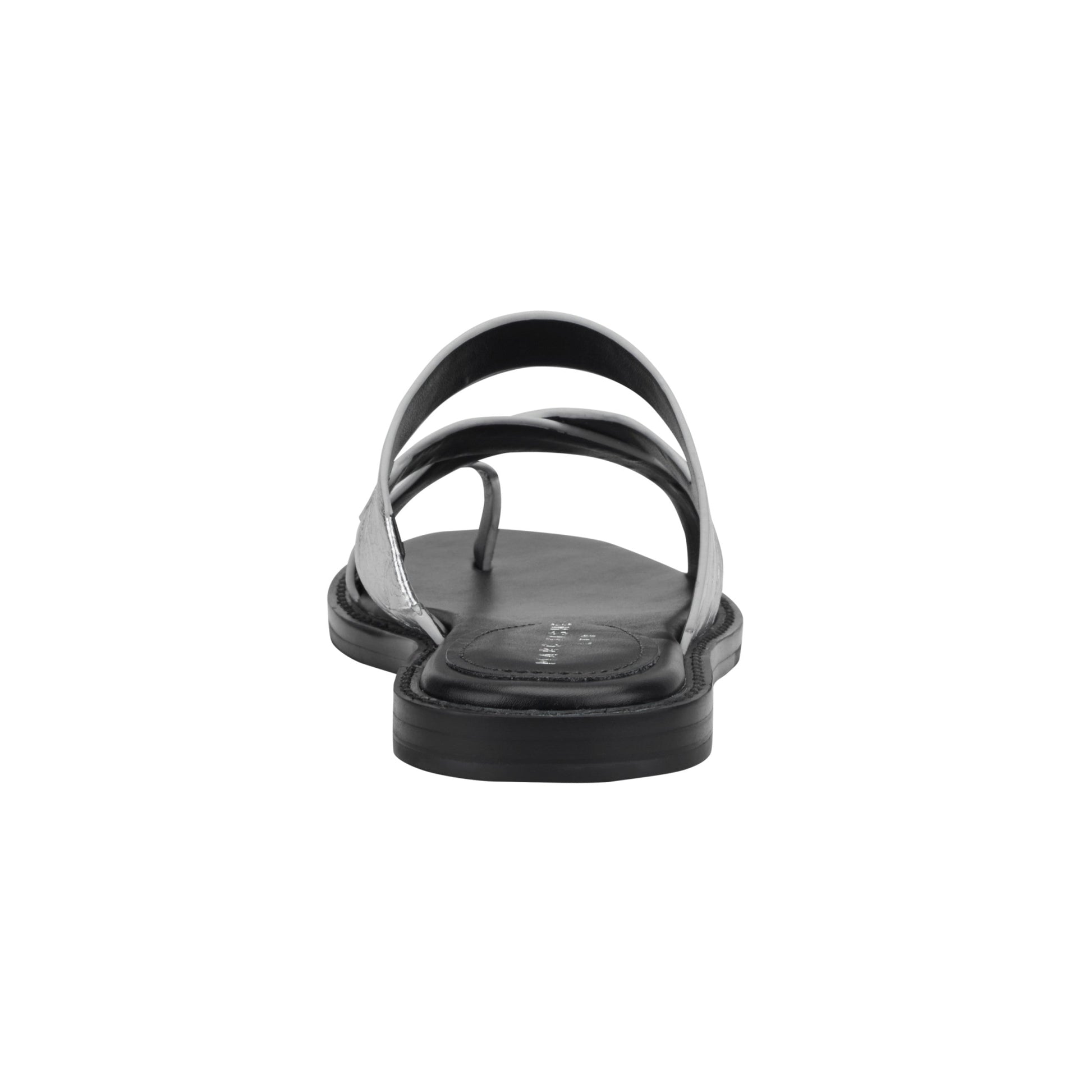 Marc Fisher Genella Flat Leather Sandal - Silver Leather