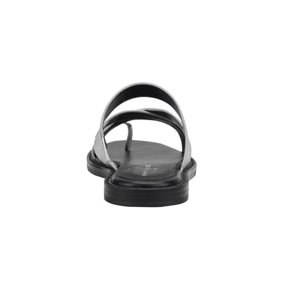 Marc Fisher Genella Flat Leather Sandal - Silver Leather