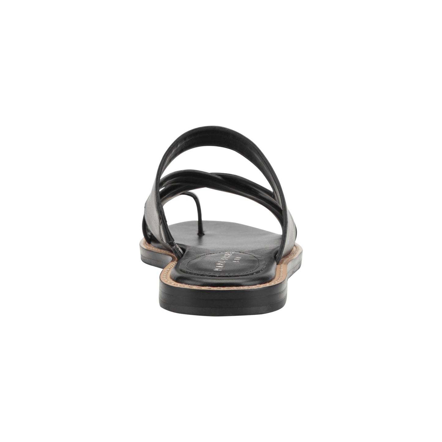 Marc Fisher Genella Flat Leather Sandal - Black Leather