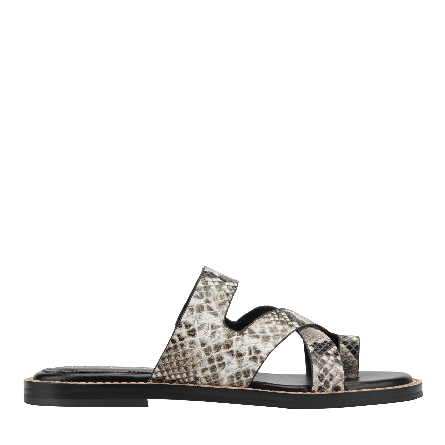 Marc Fisher Genella Flat Leather Sandal - Snake Printed Leather