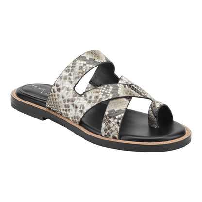 Marc Fisher Genella Flat Leather Sandal - Snake Printed Leather