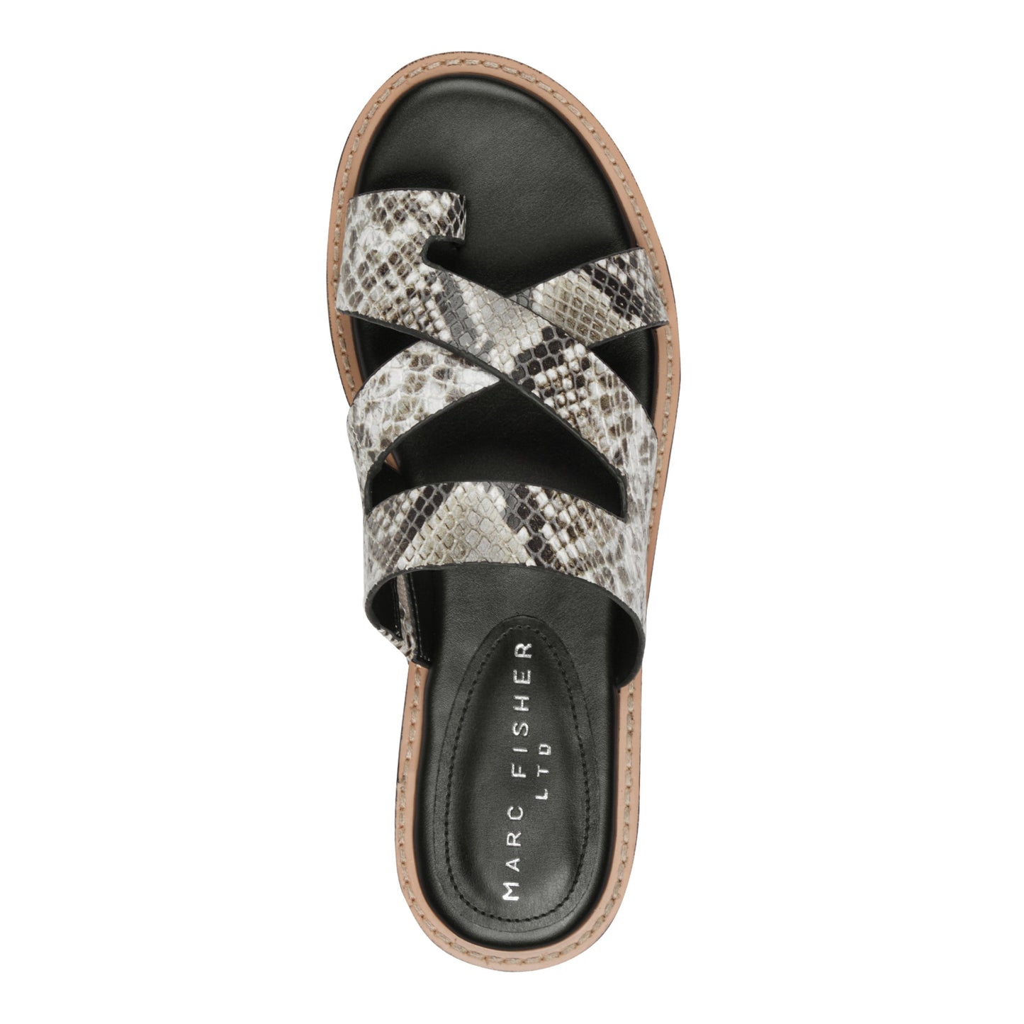 Marc Fisher Genella Flat Leather Sandal - Snake Printed Leather
