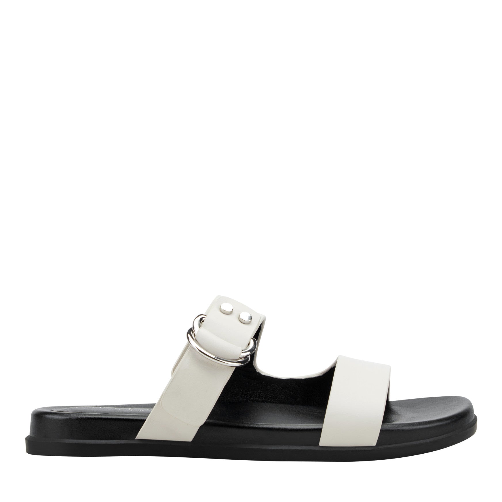 Marc Fisher Gia Flat Leather Sandal - Cream Leather
