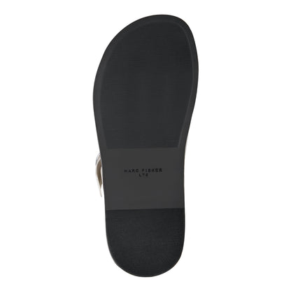 Marc Fisher Gia Flat Leather Sandal - Cream Leather