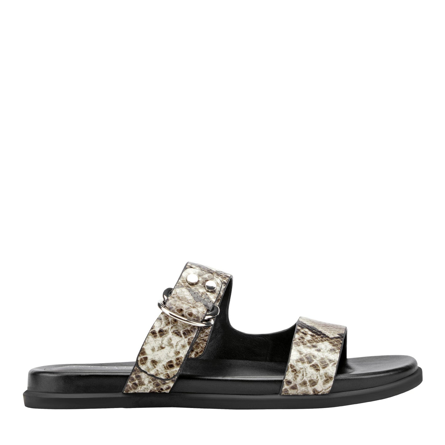 Marc Fisher Gia Flat Leather Sandal - Snake Printed Leather