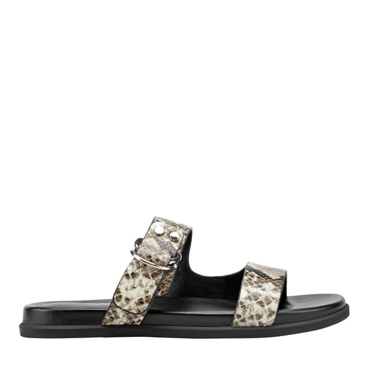 Marc Fisher Gia Flat Leather Sandal - Snake Printed Leather