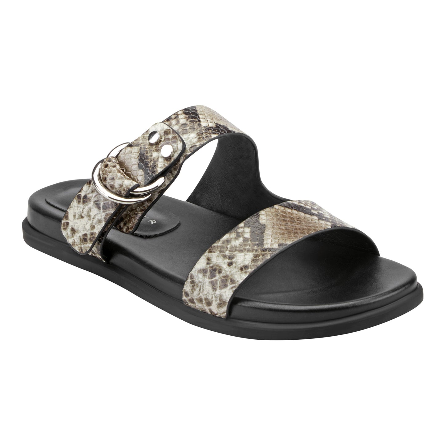 Marc Fisher Gia Flat Leather Sandal - Snake Printed Leather