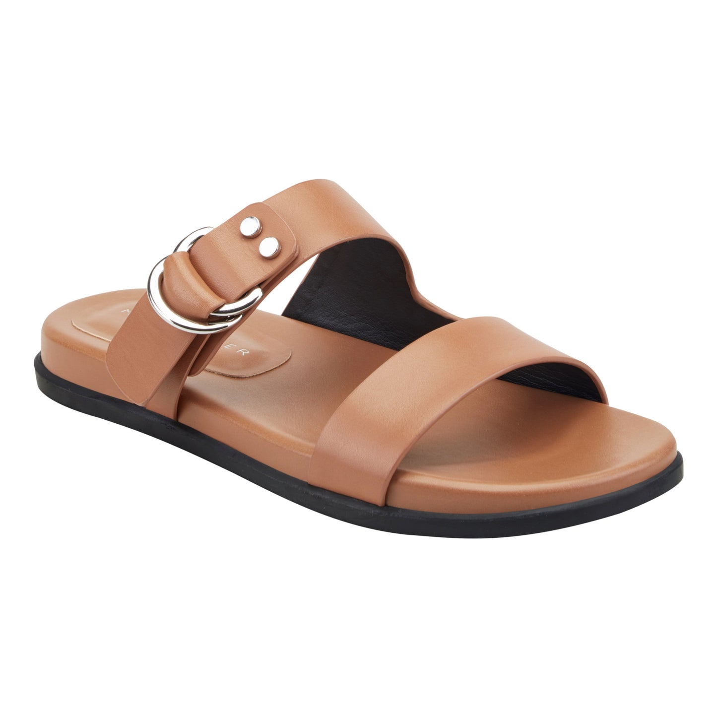 Marc Fisher Gia Flat Leather Sandal - Natural Leather