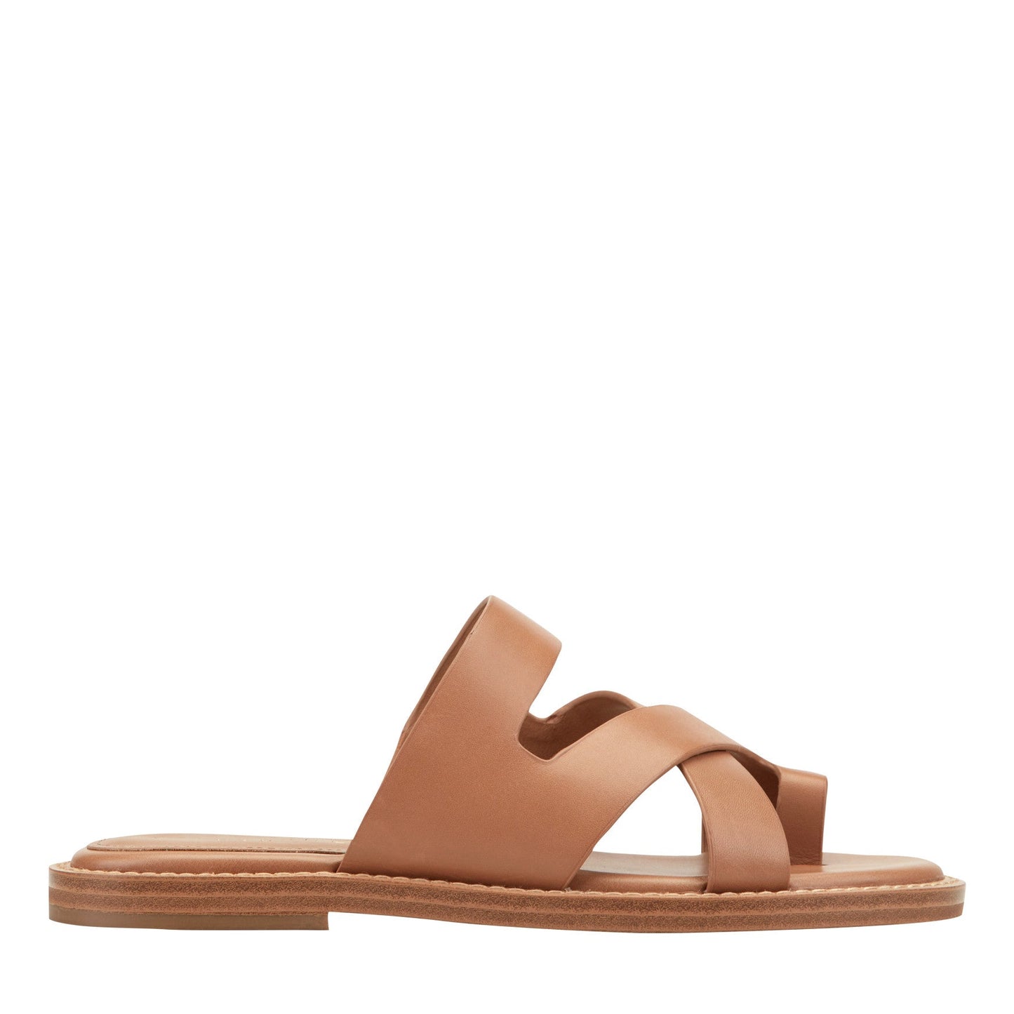 Marc Fisher Genella Flat Leather Sandal - Natural Leather