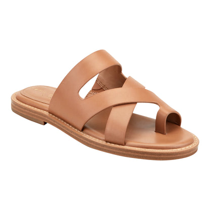 Marc Fisher Genella Flat Leather Sandal - Natural Leather