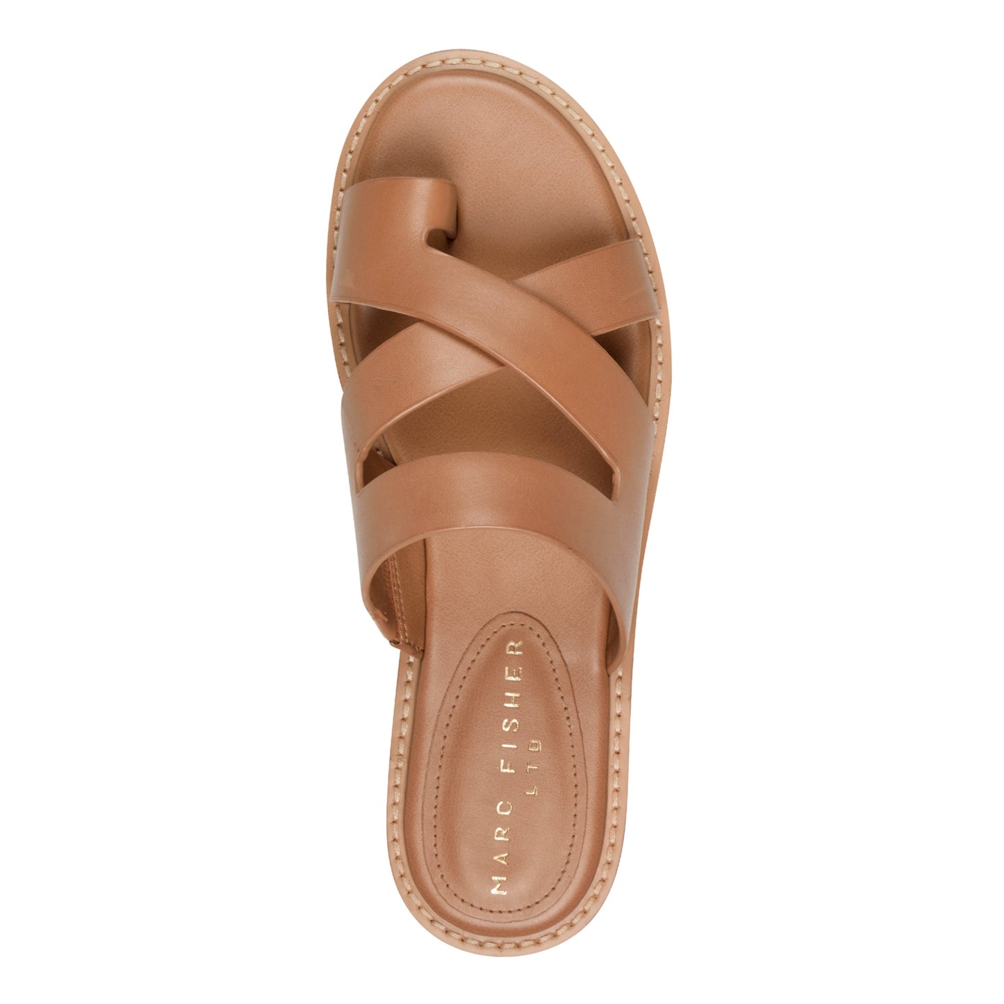 Marc Fisher Genella Flat Leather Sandal - Natural Leather