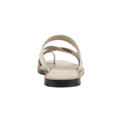 Marc Fisher Genella Flat Leather Sandal - Cream Leather