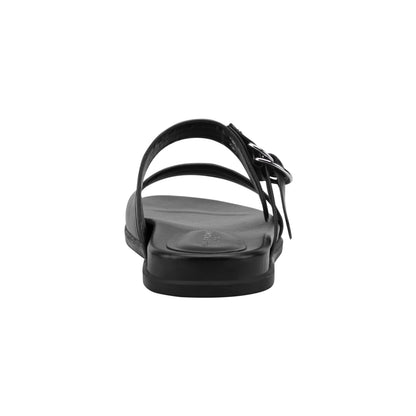 Marc Fisher Gia Flat Leather Sandal - Black Leather